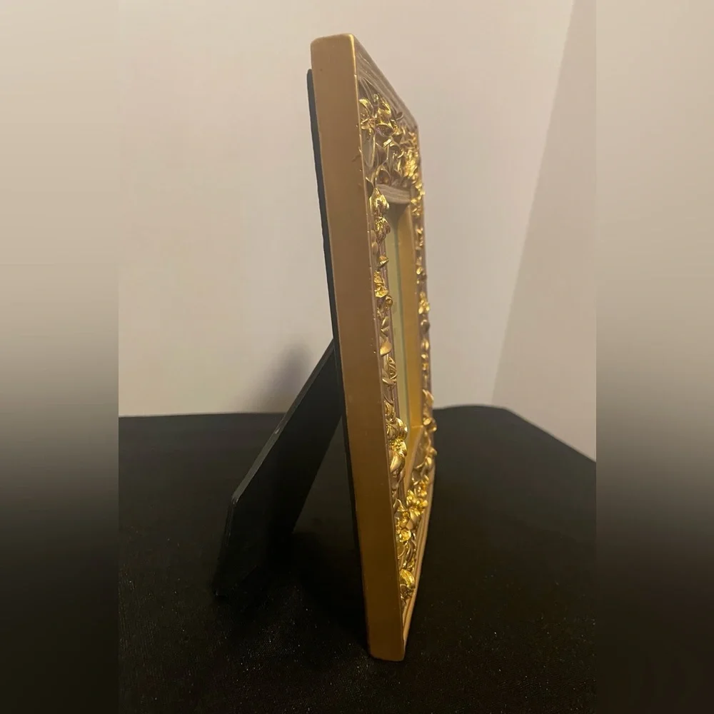 Yellow-Gold Colored Floral 3-D Frame 8” x 6.5” / Picture Glass 4.5” x 3”