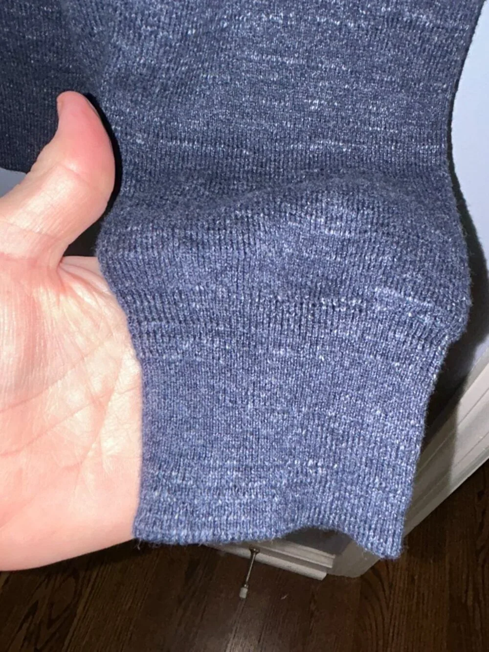 J. Crew Henley Sweater, Men's Large, Blue Heathered, Cotton, long sleeve