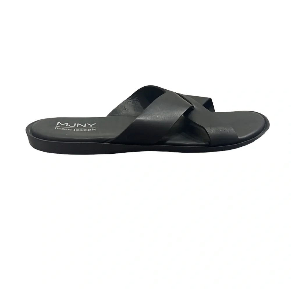 Marc Joseph New York Leather Slip on Criss Cross Slide Sandals Size 10.5
