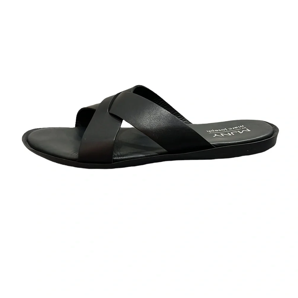 Marc Joseph New York Leather Slip on Criss Cross Slide Sandals Size 10.5