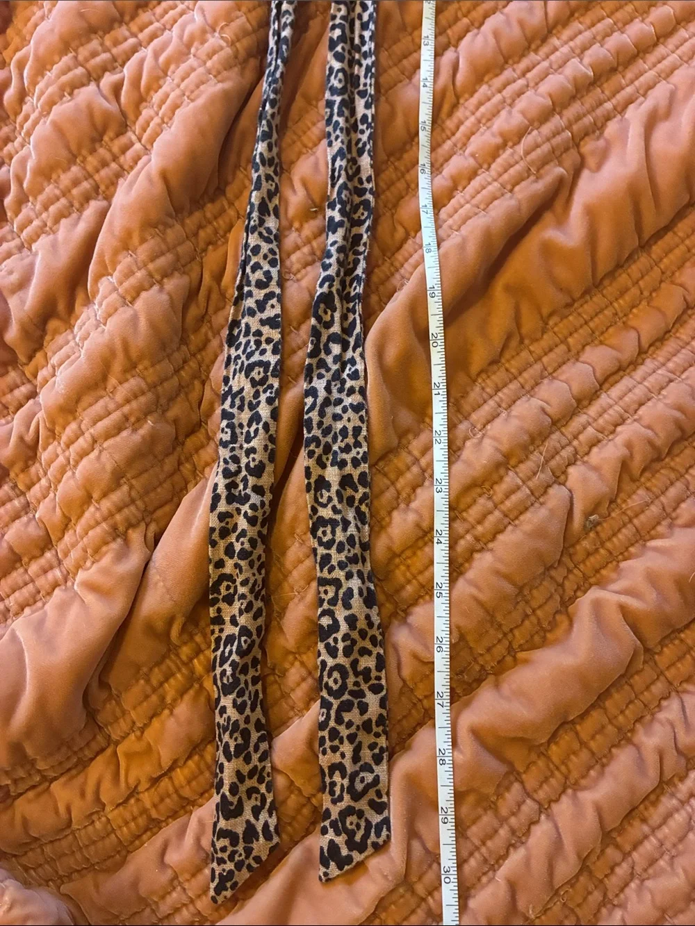 Ref 100% linen leopard print high rise belted paper bag waist wide leg crop pant