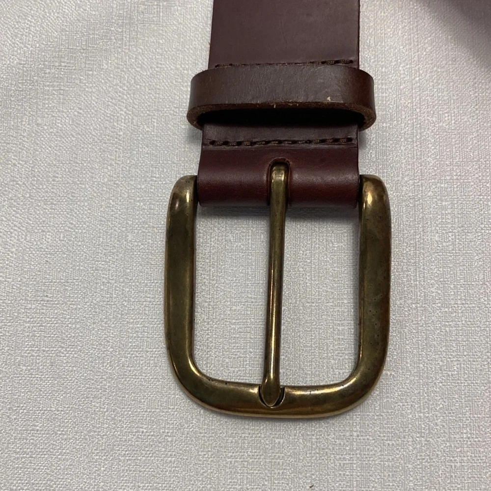 Fossil Womens Wide Leather‎ Belt M Brown Brushed Brass Buckle Classic
