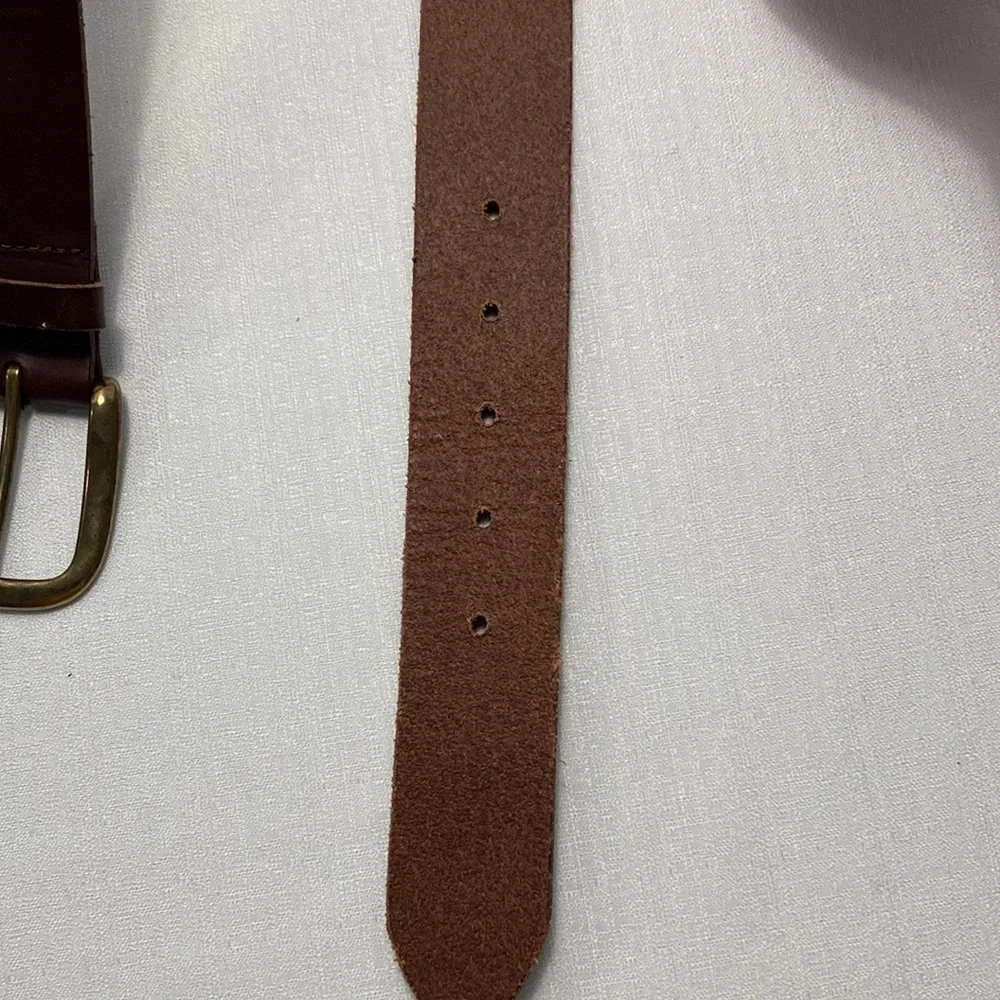 Fossil Womens Wide Leather‎ Belt M Brown Brushed Brass Buckle Classic