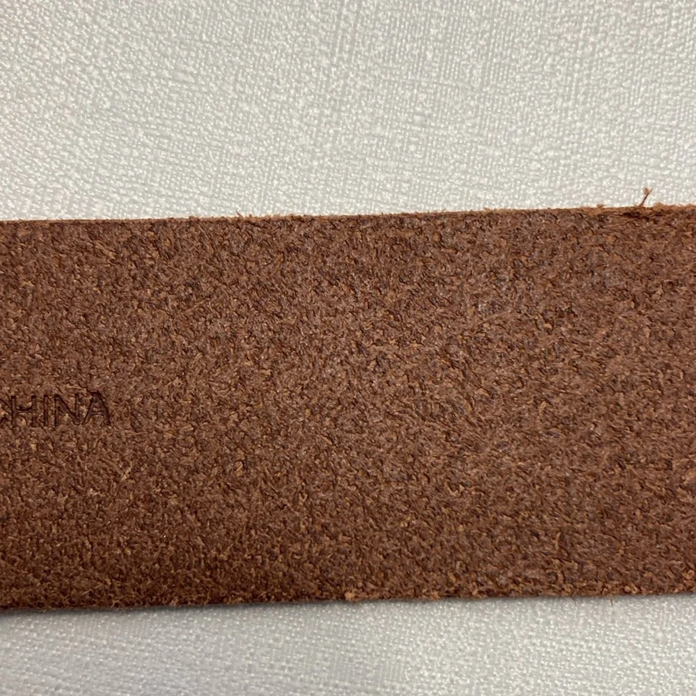 Fossil Womens Wide Leather‎ Belt M Brown Brushed Brass Buckle Classic