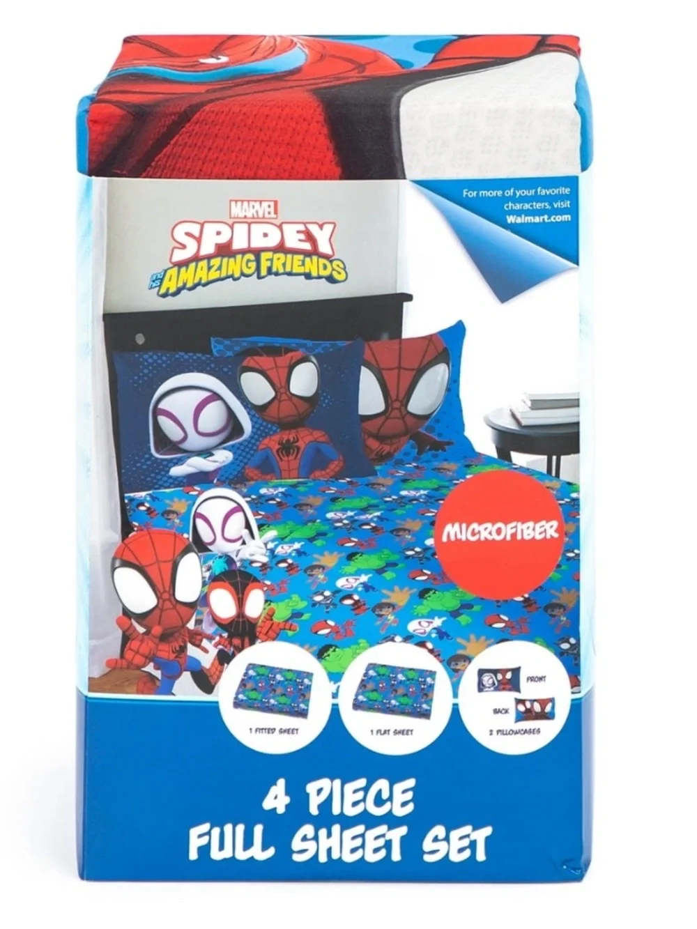 Spider-Man Spidey and His Amazing Friends 4-Piece Blue Marvel Bedding Sets, Full
