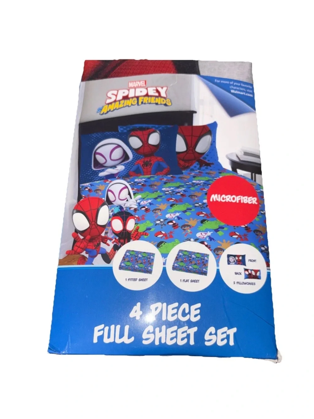 Spider-Man Spidey and His Amazing Friends 4-Piece Blue Marvel Bedding Sets, Full
