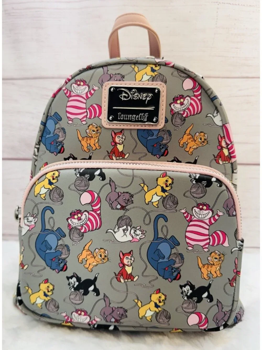 Loungefly Disney Cats Yarn Marie Allover Gray Mini Backpack NWT