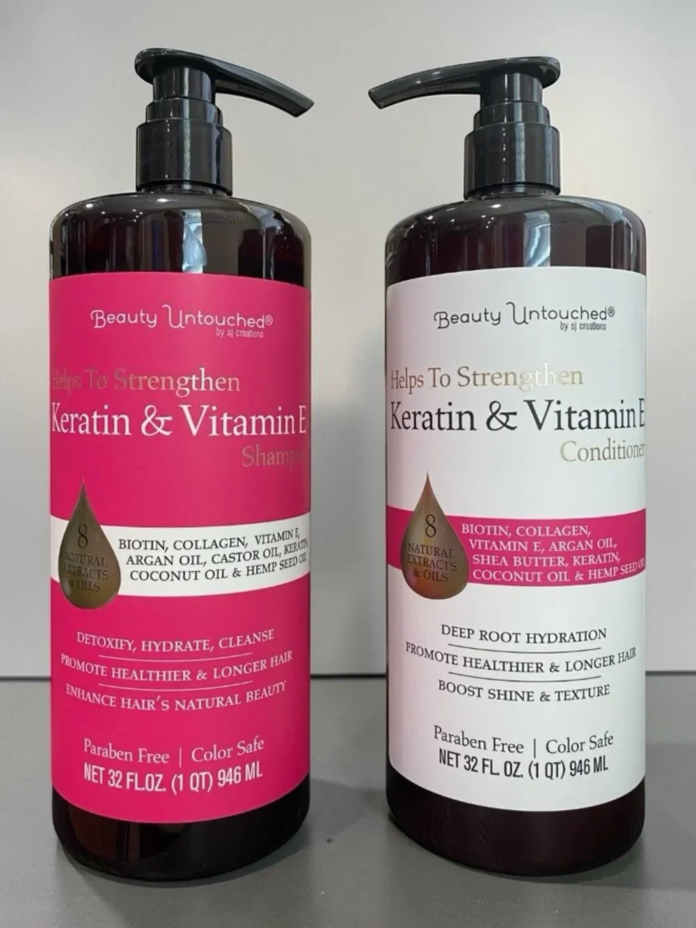 Beauty Untouched Keratin & Vitamin E 32oz Shampoo & Conditioner Set