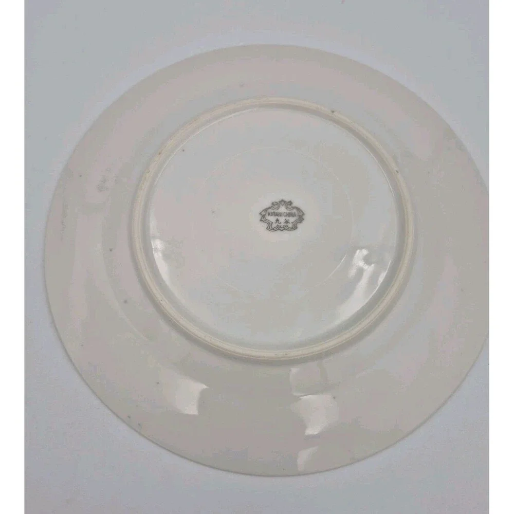 Kutani Vintage China Salad Plates x3 Mt Fuji Bamboo Water Scene All in Platinum