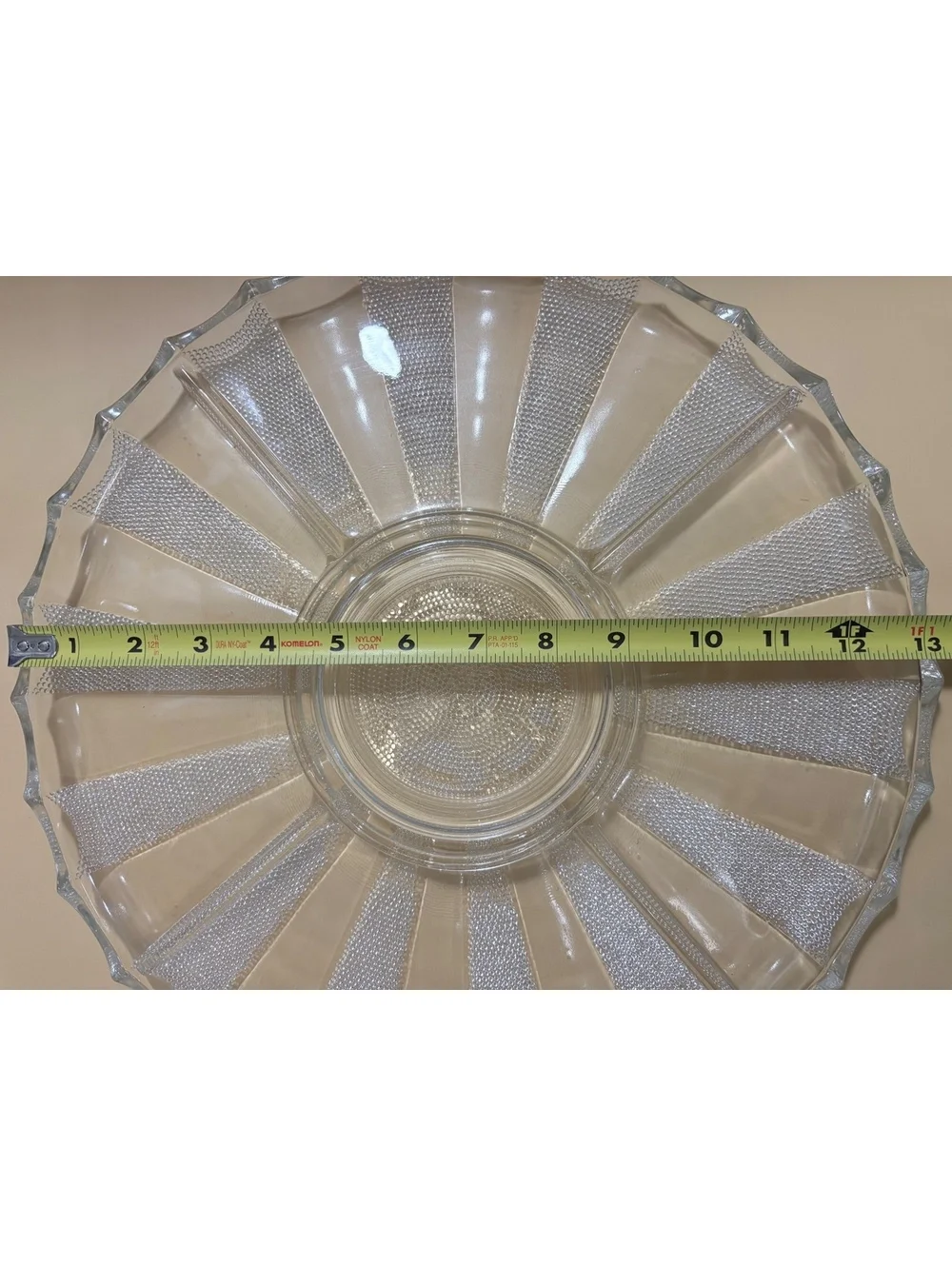 Vintage Clear Glass Chip & Dip Set 2 Piece Scalloped Edge Platter with Bowl 11