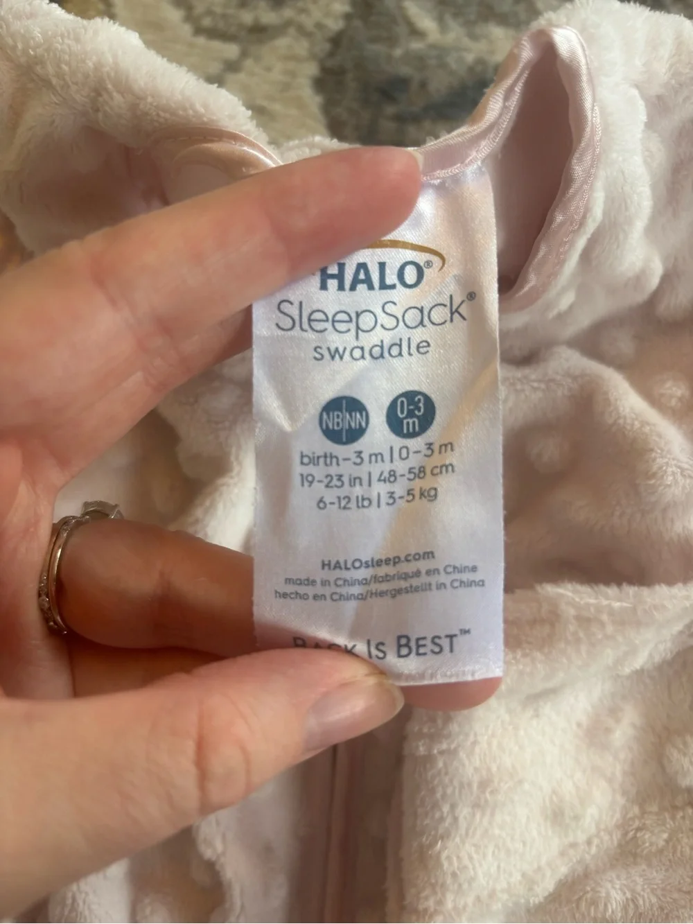 Halo SleepSack Swaddle in Pale Pink Plush