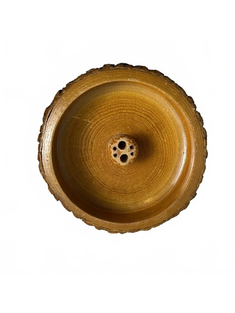 Rustic Wooden Nut Bowl  with Bark Edge and Three Small Feet