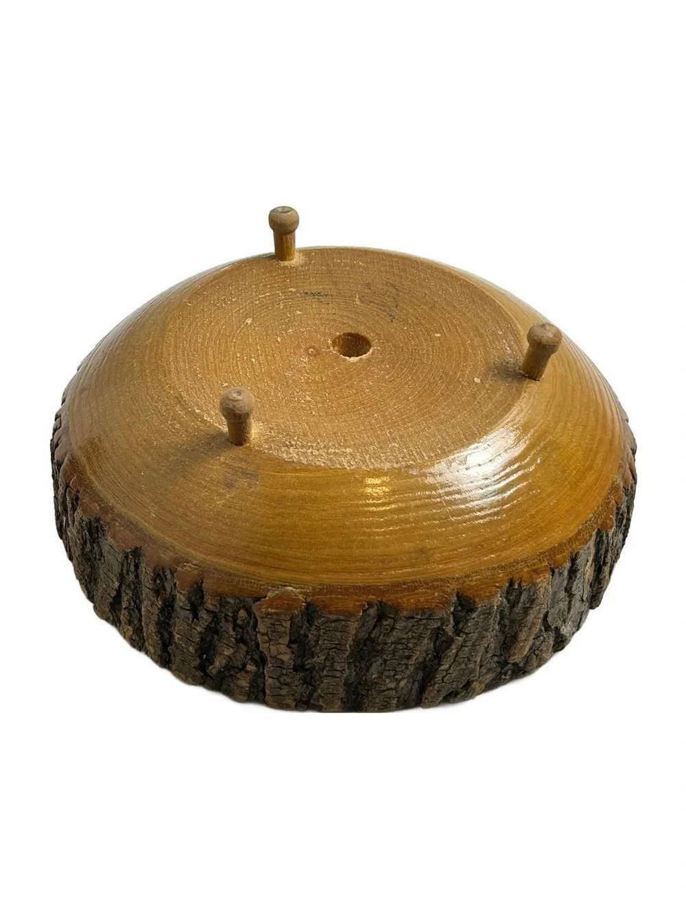 Rustic Wooden Nut Bowl  with Bark Edge and Three Small Feet