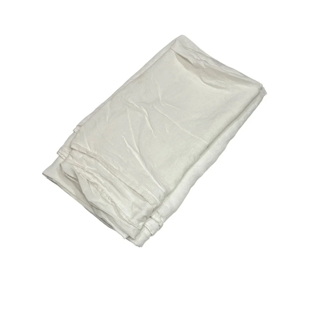 Eileen Fisher Home Flat Sheet King White Washed Linen Ruffle Hem Coastal Style