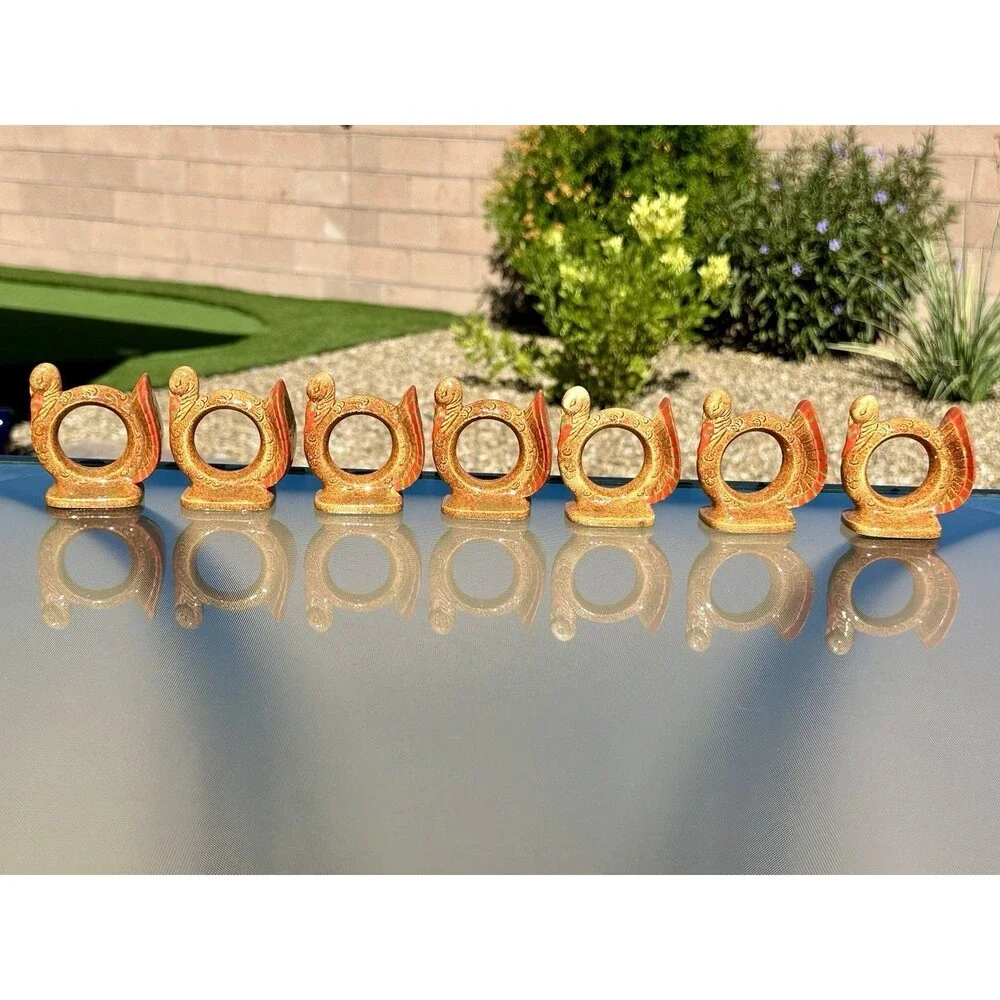 7 Vintage Ceramic Thanksgiving Fall Harvest Decor Turkey Napkin Holders - 3