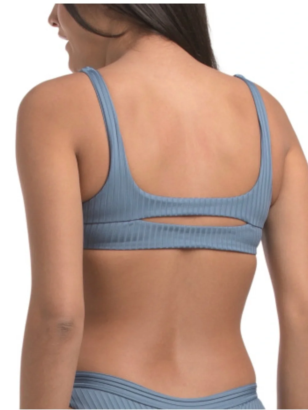 L*Space Effie Bikini Top Womens Small Baltic Gray Ribbed Swimwear