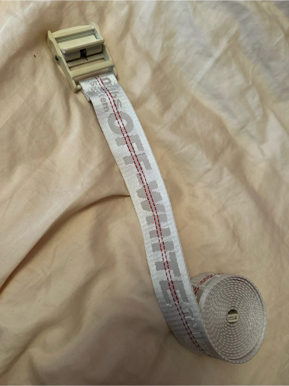 Off-White white  Canvas Industrial-Style Belt with Metal Buckle