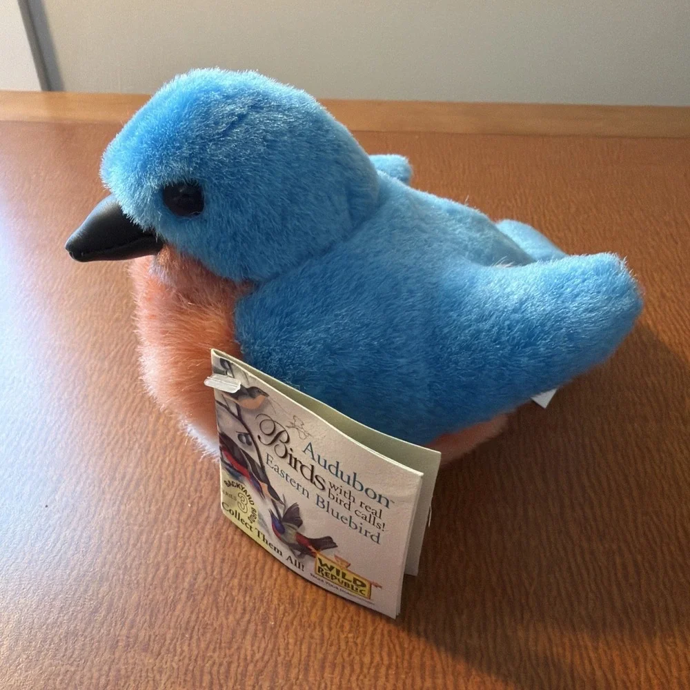 Audubon Bird Eastern Bluebird Plush with Authentic Bird Sound - No Sound
