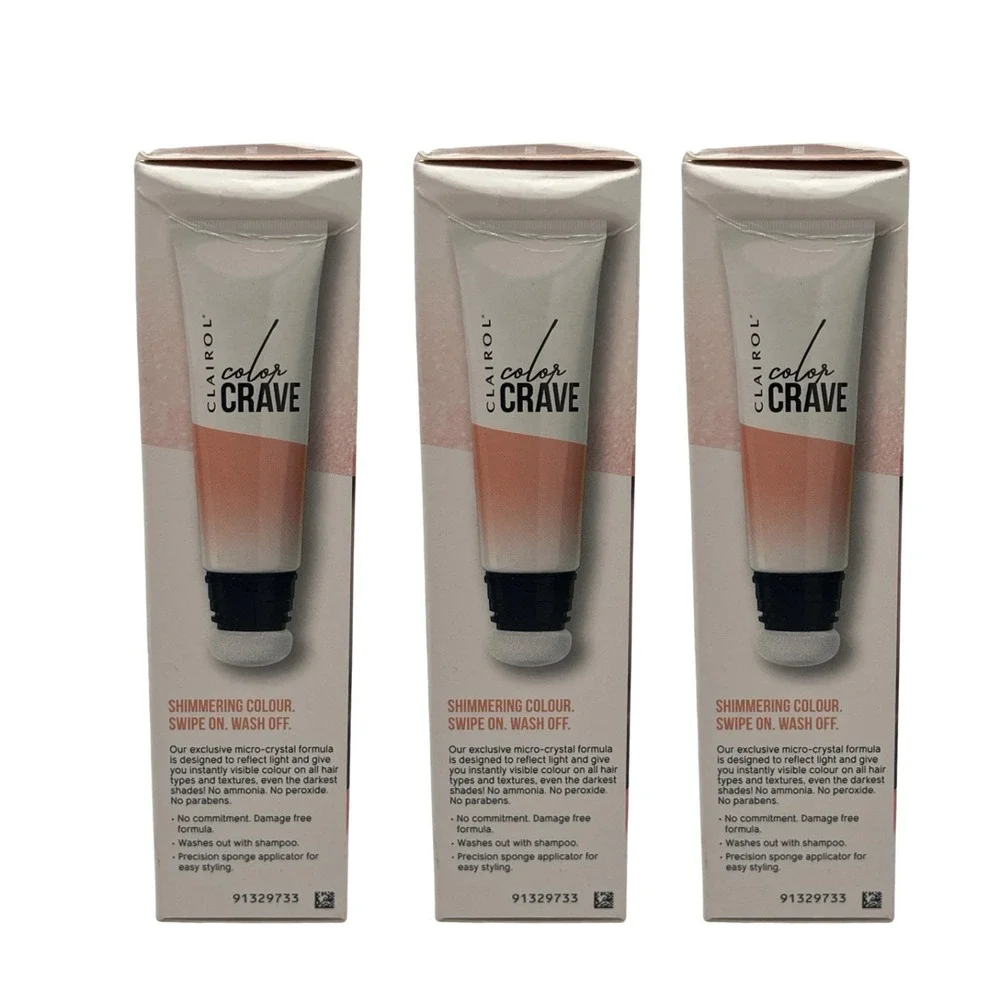 Clairol Color Crave Hair Makeup Shimmering‎ Rose Gold 45ml Temporary Lot of 3