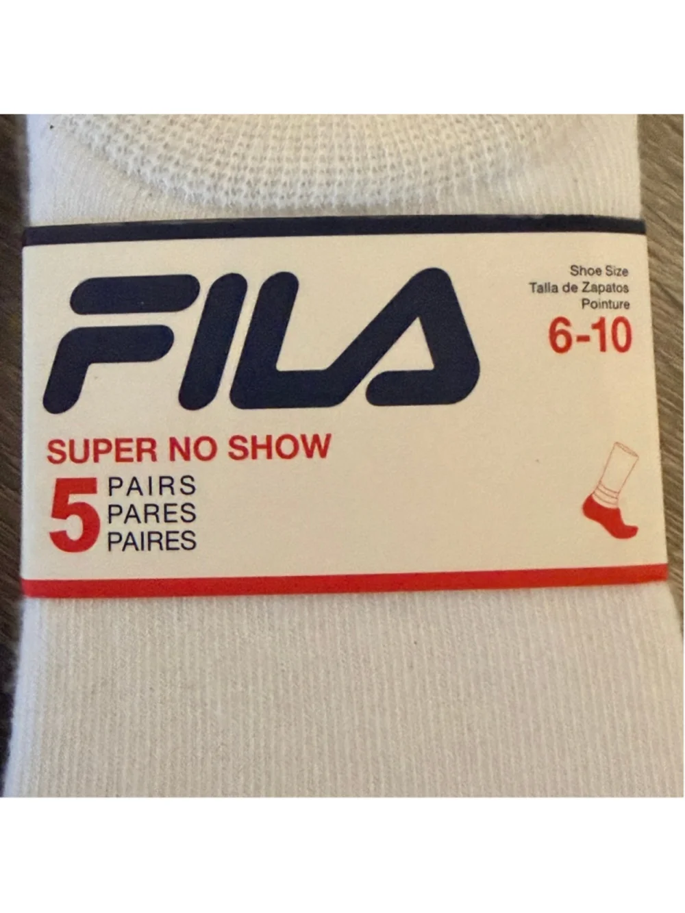 FILA Super No Show Socks 2 Packs 5-Pair Each Size 6-10 — 10 Pairs - b10