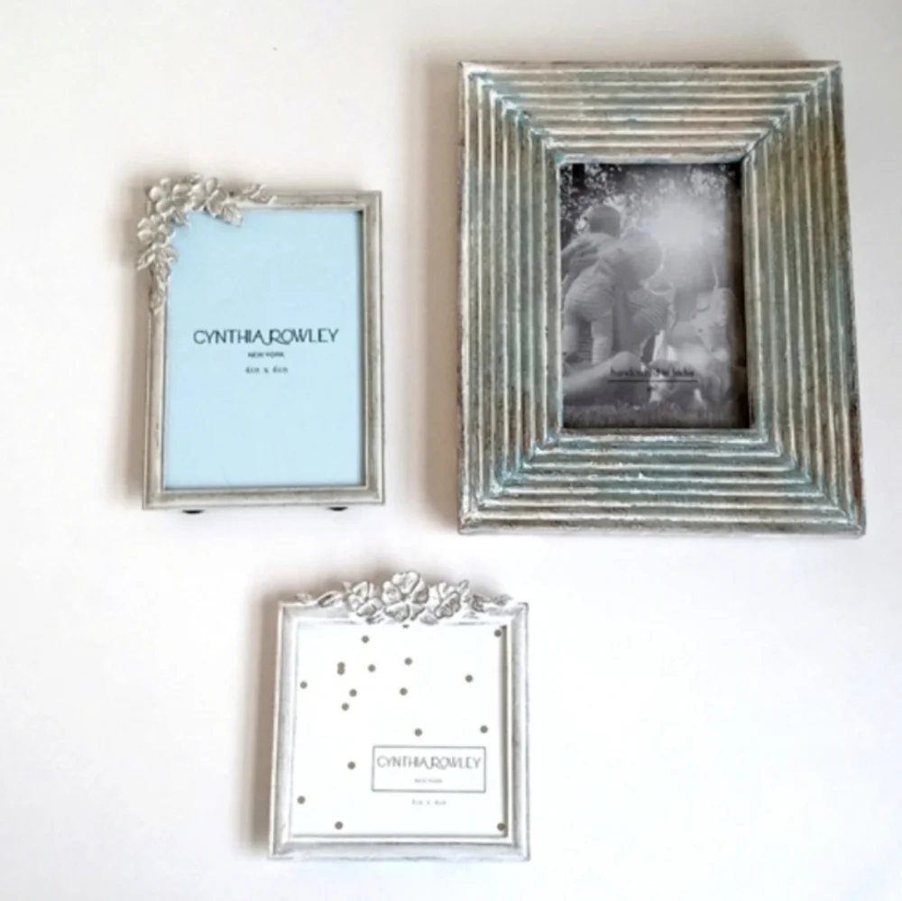 Shabby Chic White Washed/ Aged Sea Foam Green Shabby Chic Picture Frame Set of 3