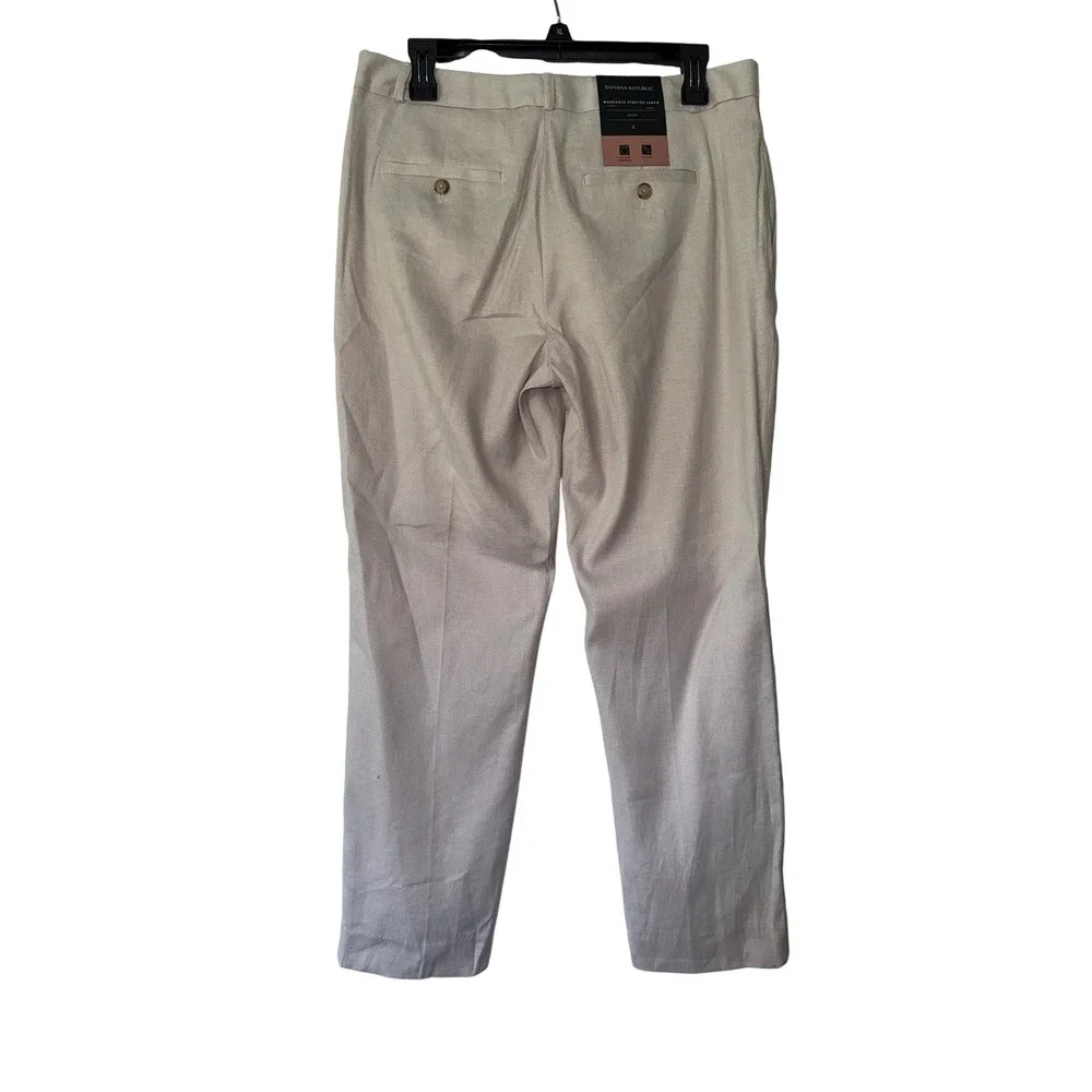 Banana Republic Avery Washable Stretch Linen‎ Ankle Pants Beige Womens 8 NEW