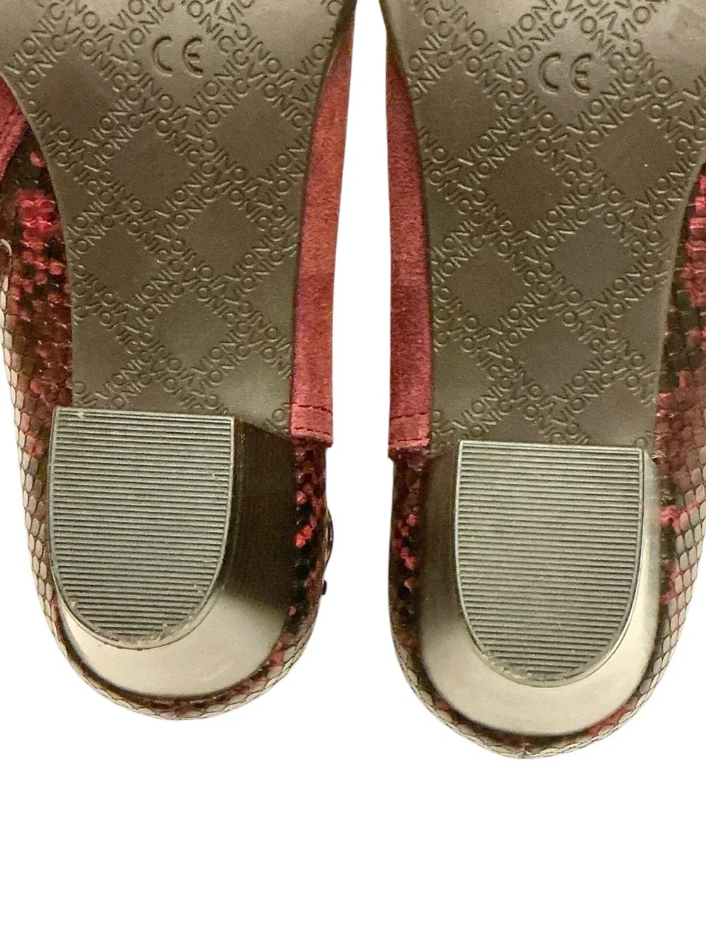 VIONIC Naomi Burgundy Suede Snakeskin Ankle Boots Size 7.5