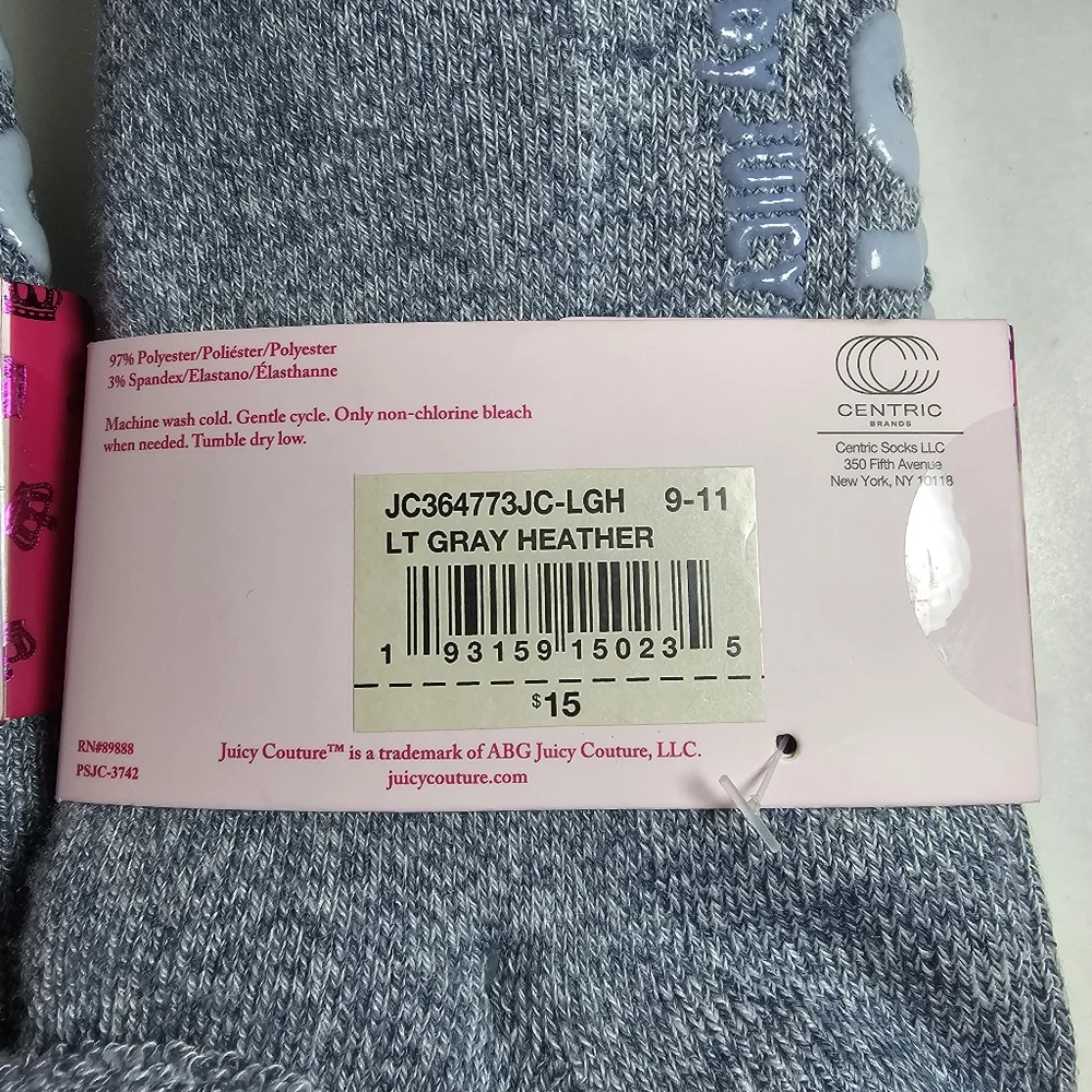 2 Package Juicy Couture Cushioned No Show Socks SIZE 9-11 (4 Pair Total) No Slip