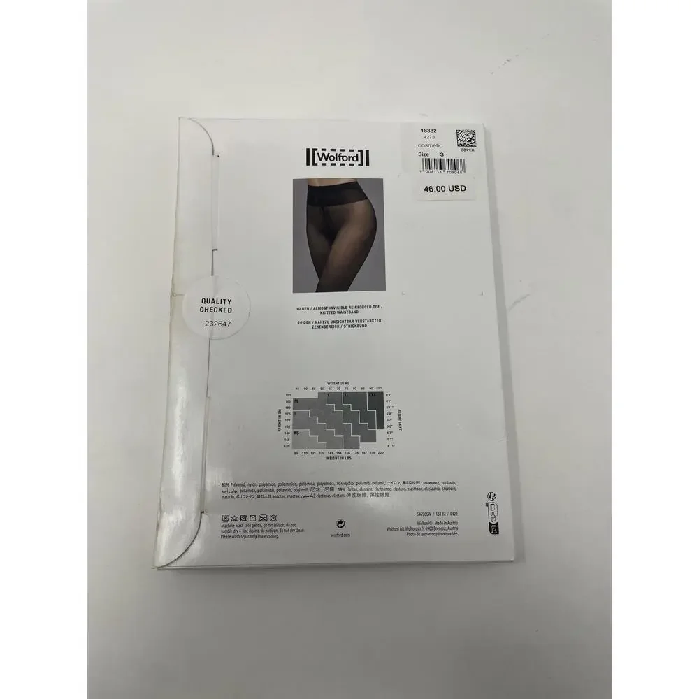 Wolford Individual 10 Tights Women Sheer Pantyhose Soft Waistband Beige S