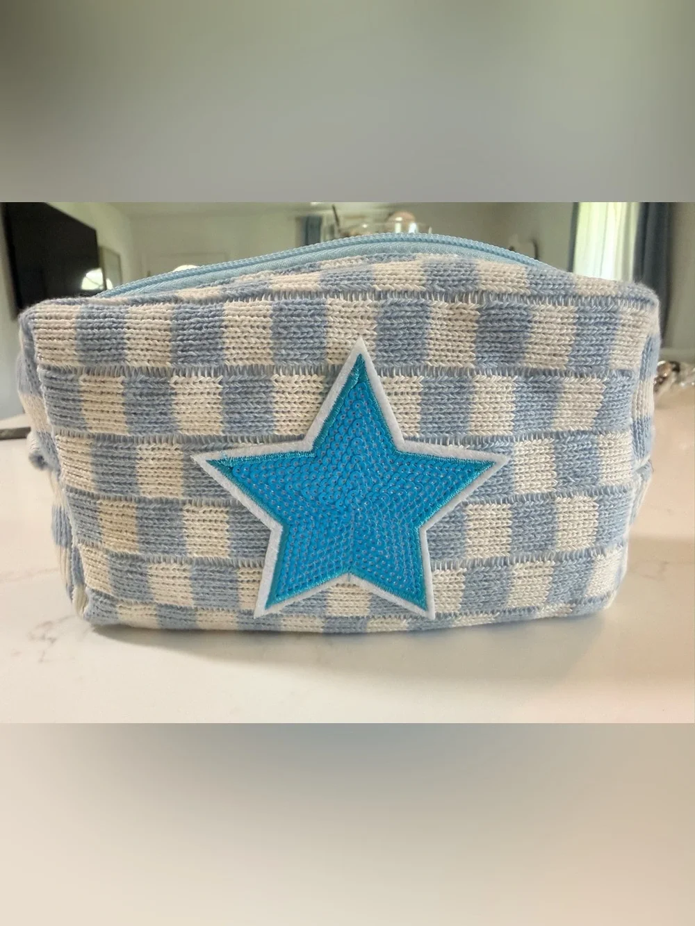 Blue Star Knit Cosmetic Pouch - Unbranded