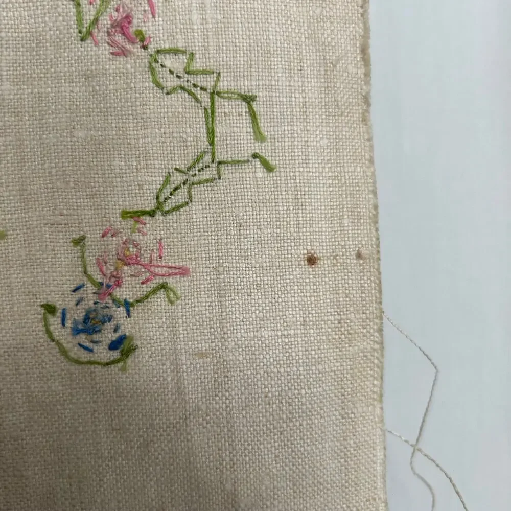 Vintage Prime Needleart Co Stamped Linen #1082 Floral Runner Unfinished‎ Project