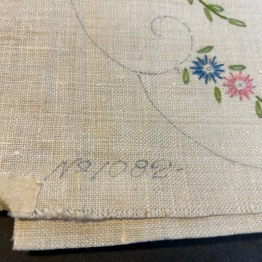 Vintage Prime Needleart Co Stamped Linen #1082 Floral Runner Unfinished‎ Project