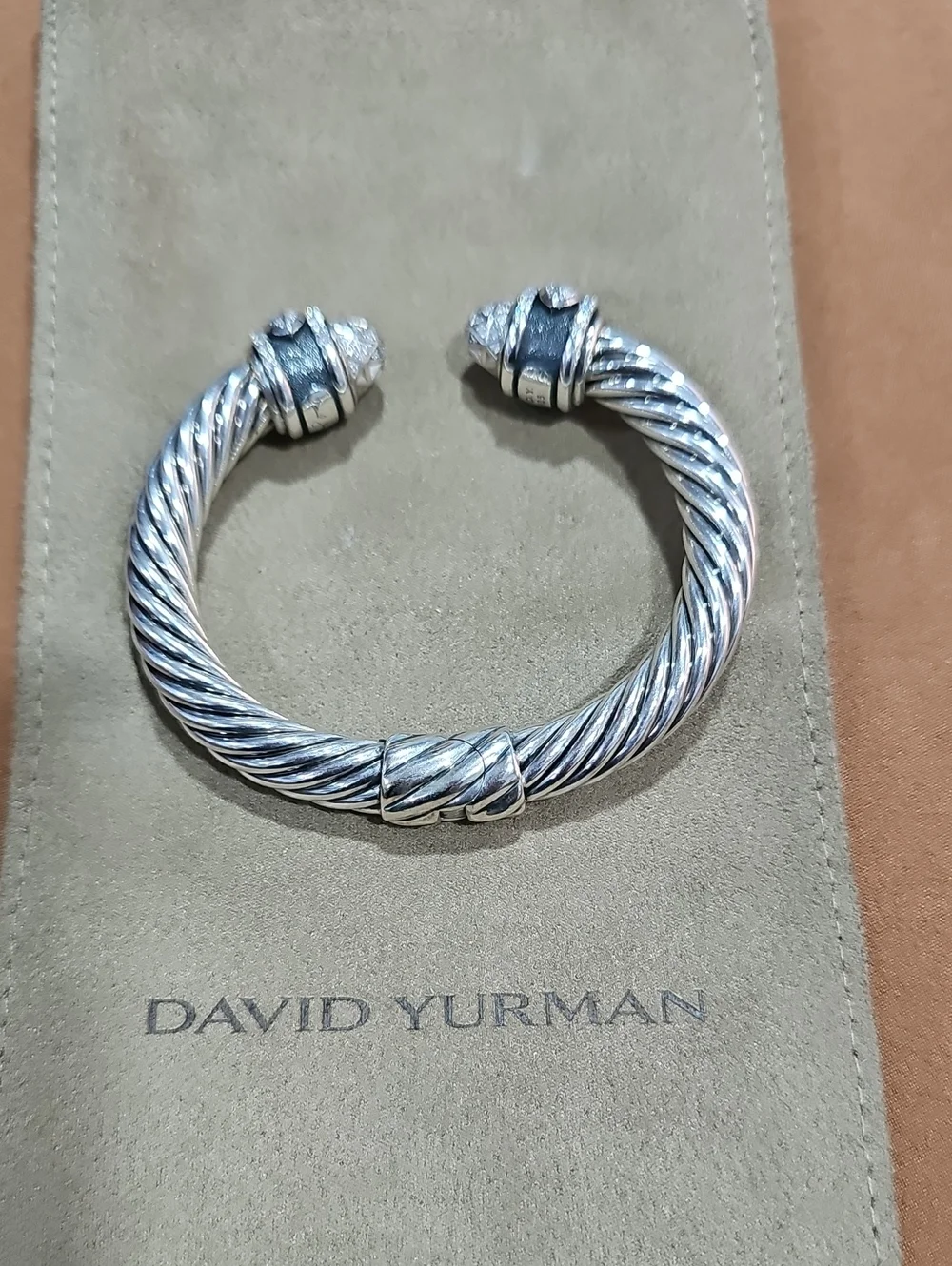 David Yurman Silver Twisted Cable Men's Cuff Bracelet