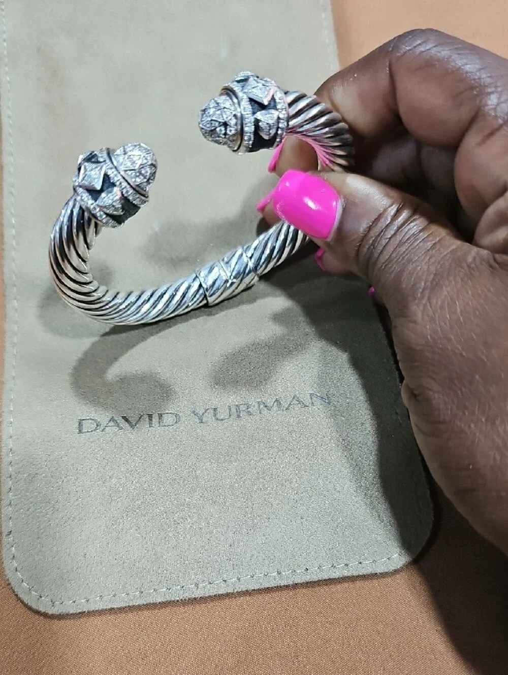 David Yurman Silver Twisted Cable Men's Cuff Bracelet
