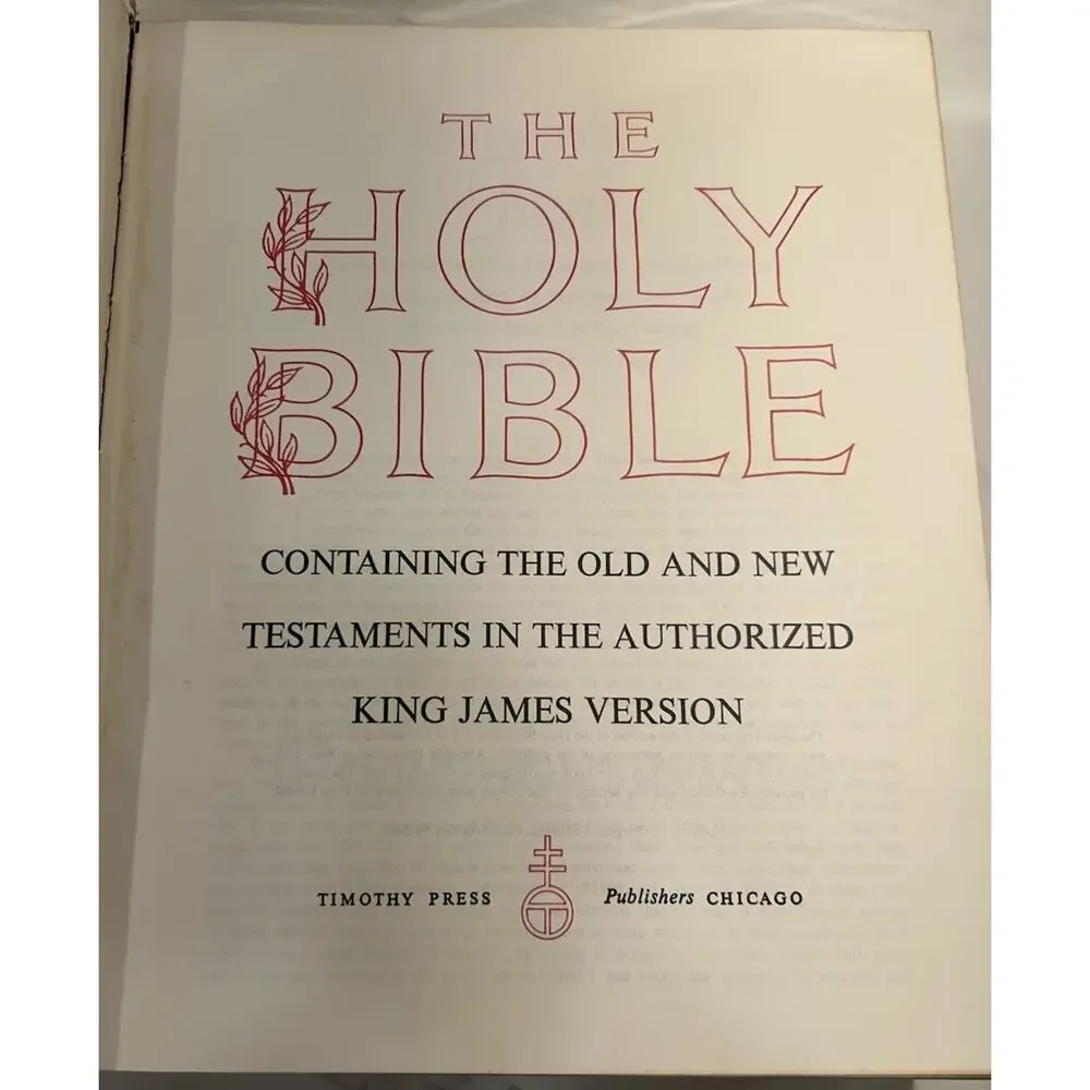 Vtg 1960s The HOLY‎ BIBLE KJV King James Large Off White Full Color Illustrated