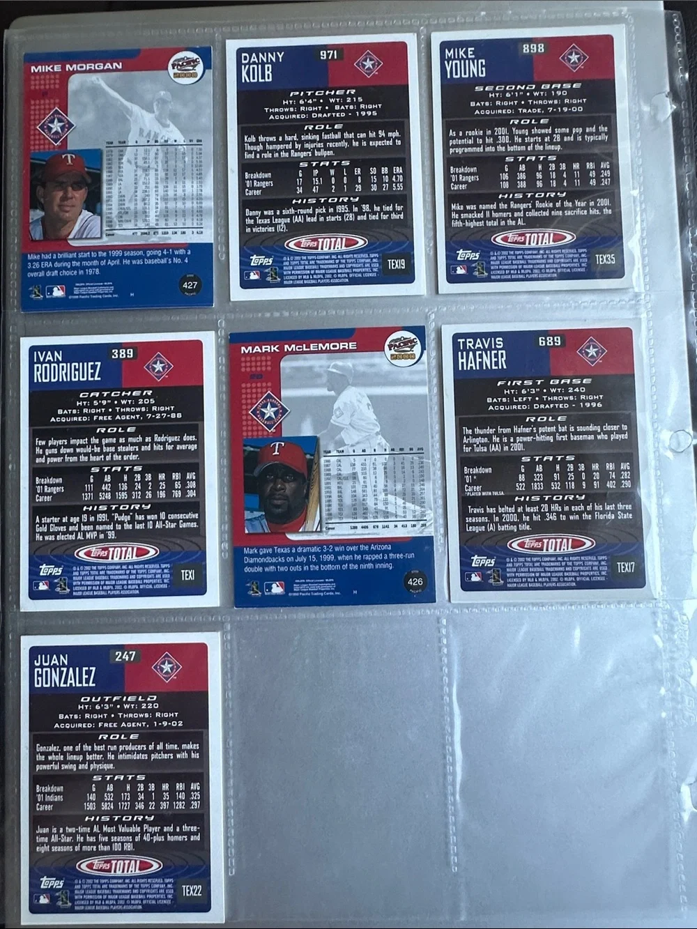 MLB Baseball Cards - Texas Rangers (Lot of 7) Topps Pacific Ivan Rodriguez