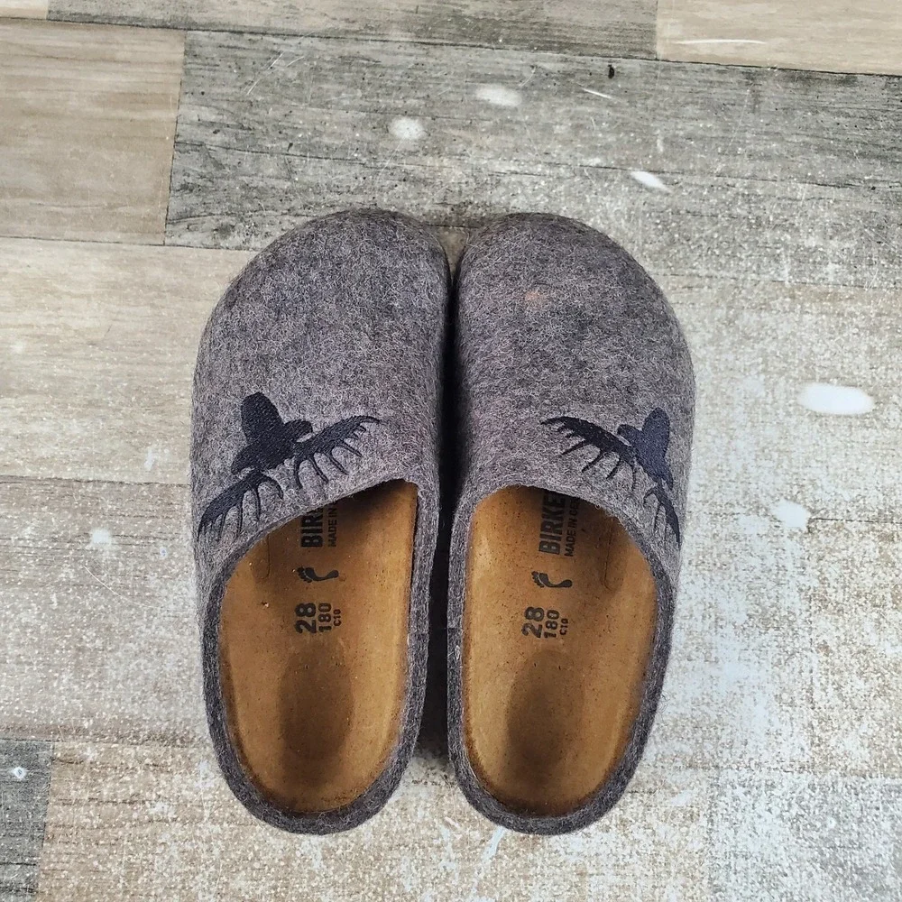 Birkenstock Kaprun Kids Clogs Sz 10 Gray Elk Wool Narrow Slip On Slippers‎