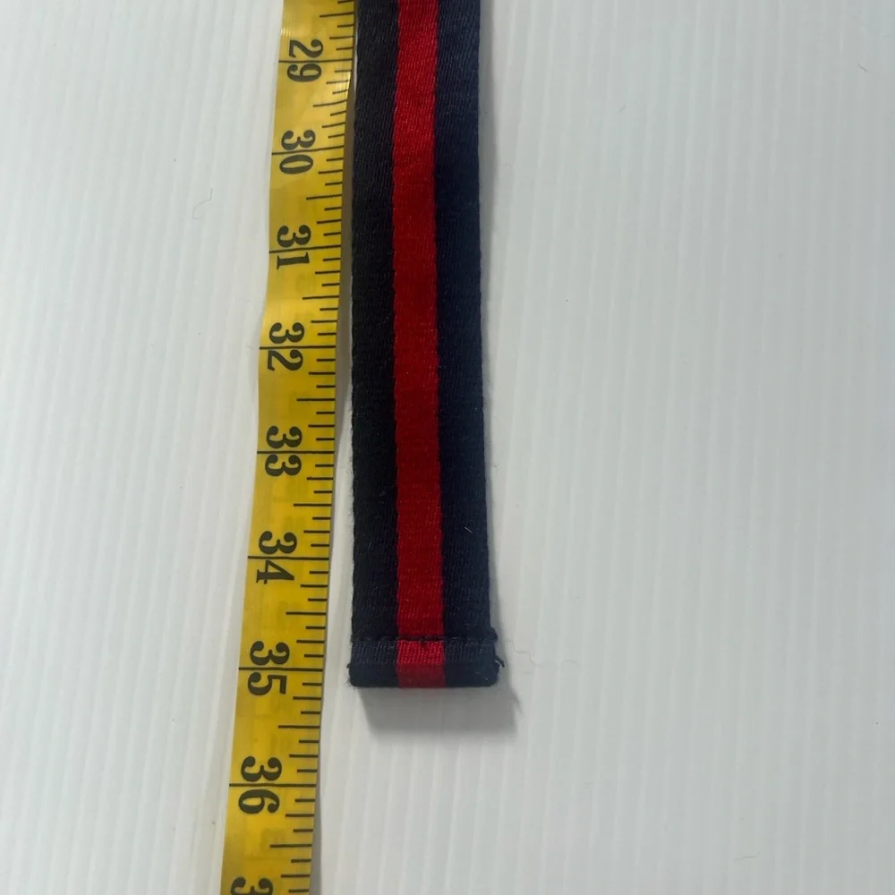 Vintage Ralph Lauren Polo Women's Red/Blue Stripe Double D Ring Preppy Belt