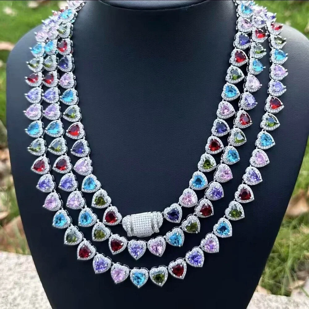 Multi Colored Heart Shaped Necklace 16inch