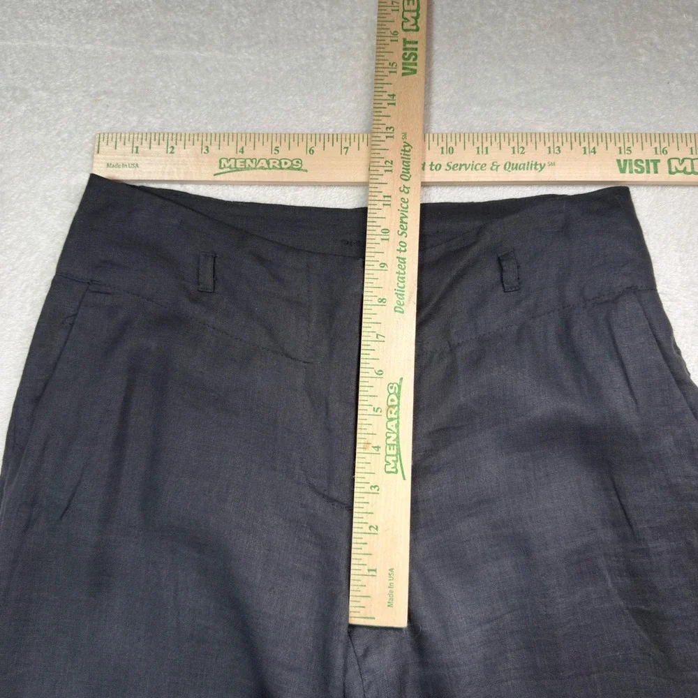 H&M Women Black 100% Linen Wide Leg Trousers Pants Size 8 Minimalist Summer