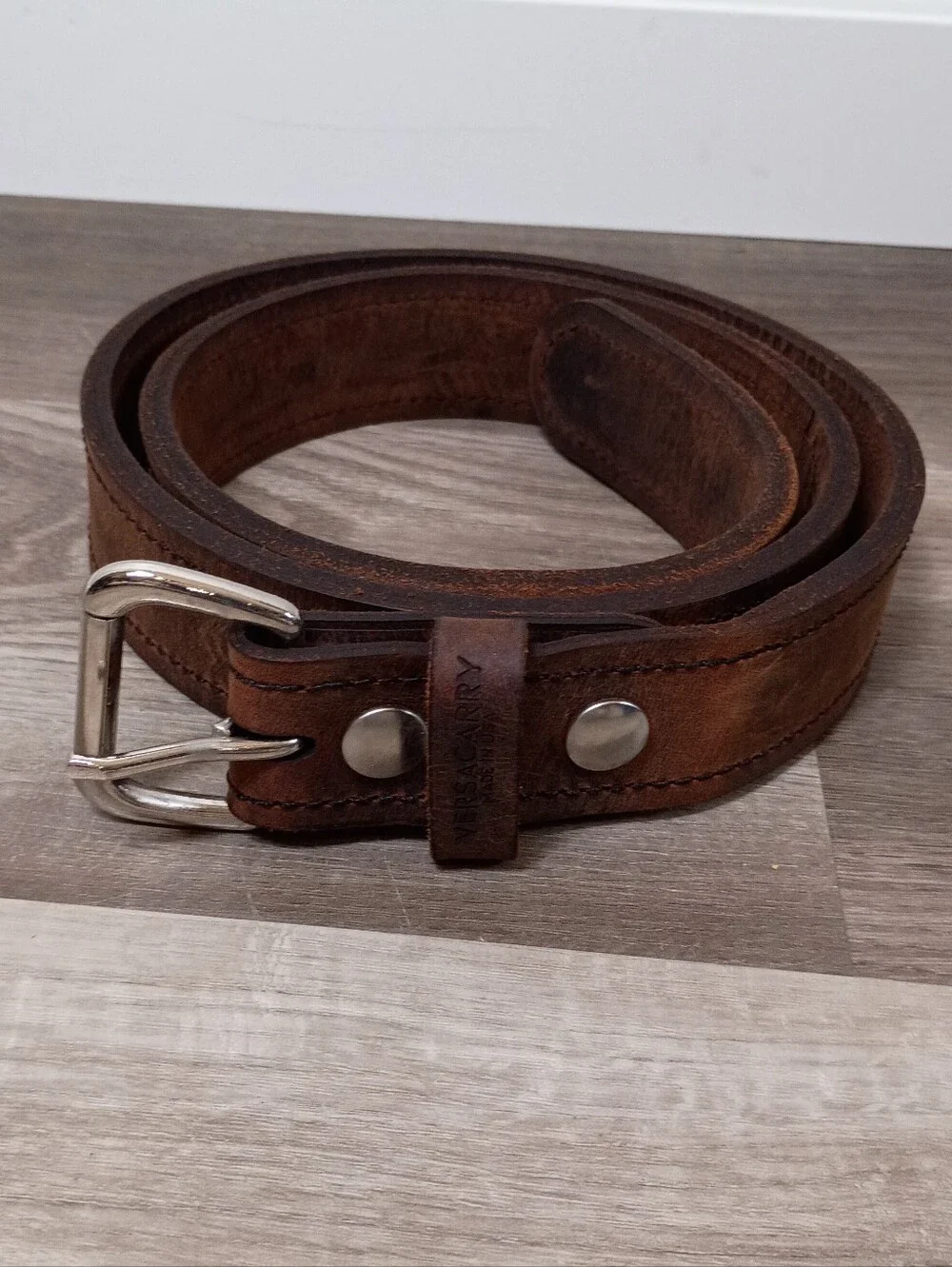 Versa Carry Made In Usa Unisex Classic Casual Brown Thick Genuine Leather Belt