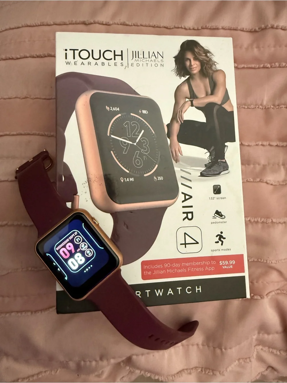 iTouch Wearables Jillian Michaels Edition Smartwatch in Plum with Rose-Gold Case
