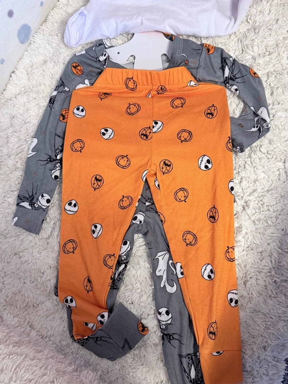 Kids Halloween Jack Skellington 4 piece Pajama Set - Orange & Gray