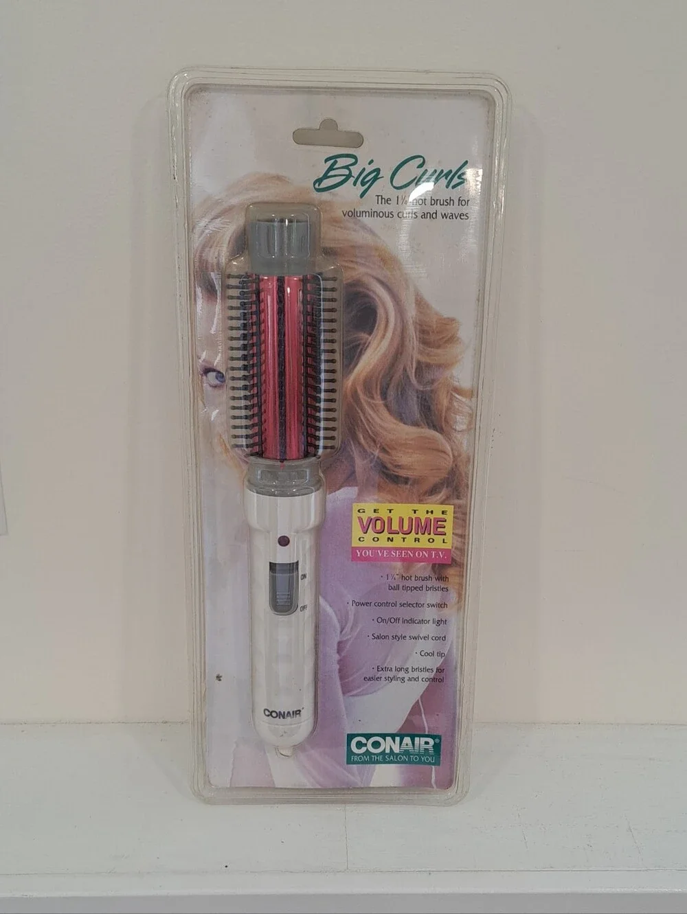Vtg. 1994 Original Packaging Conair Big Curls Hot Brush Voluminous Curls & Waves
