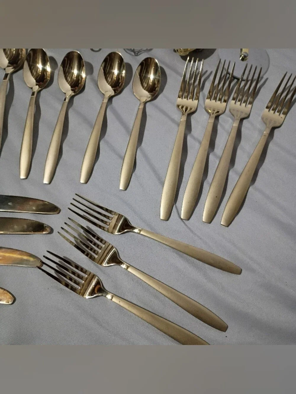 Gold Stainless Steel Flatware Set with White-Handled Kitchen Tools 27 Pieces