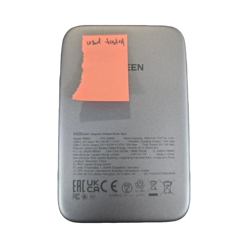 Nn6U Ugreen Magnetic Wireless Fast‎ Charging 15W Power Bank 5000mAh Used Read⬇️