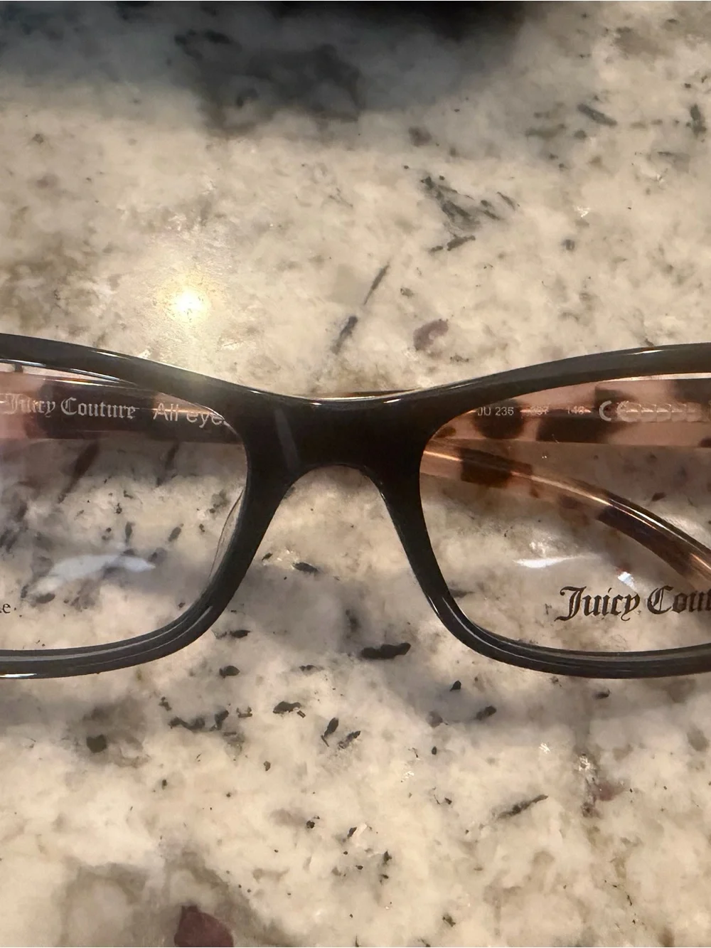 Juicy Couture Black and Tortoiseshell Rectangular Glasses with Case