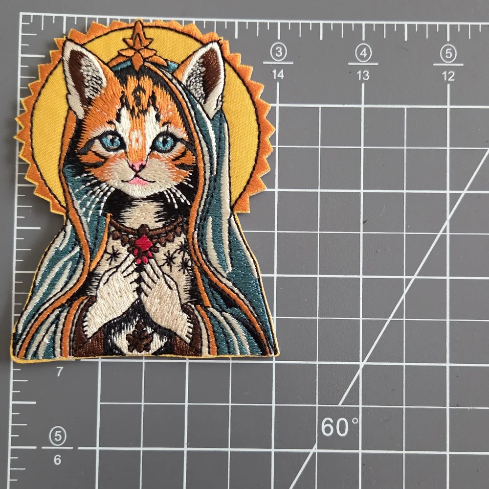 Saint Orange Tabby Kitten Mother Mary Of Cats Occult Gothic Witchy Iron On Patch