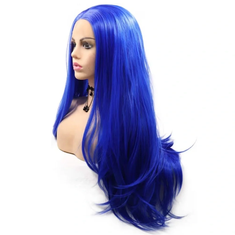 22” Vibrant Blue NATURAL STRAIGHT Hair Wig NEW
