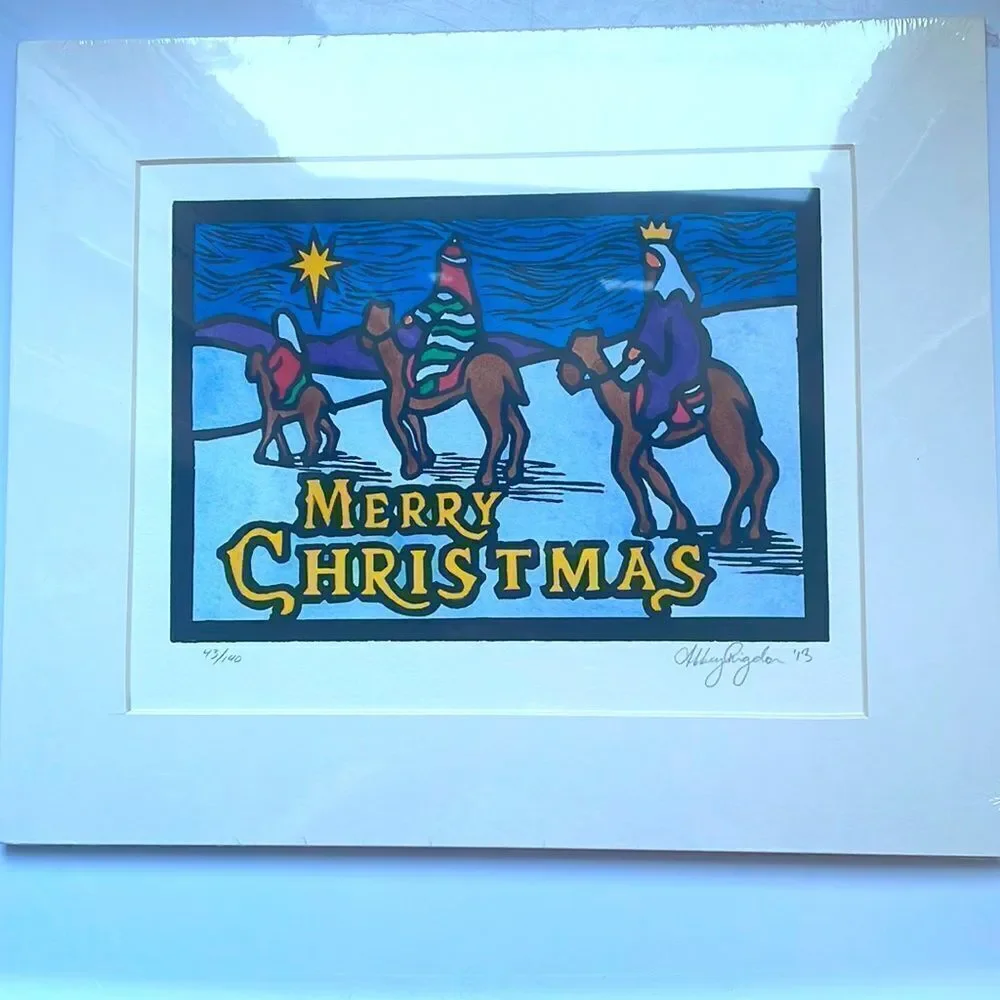 New in packaging “Merry‎ Christmas” print with the three wise men & mat